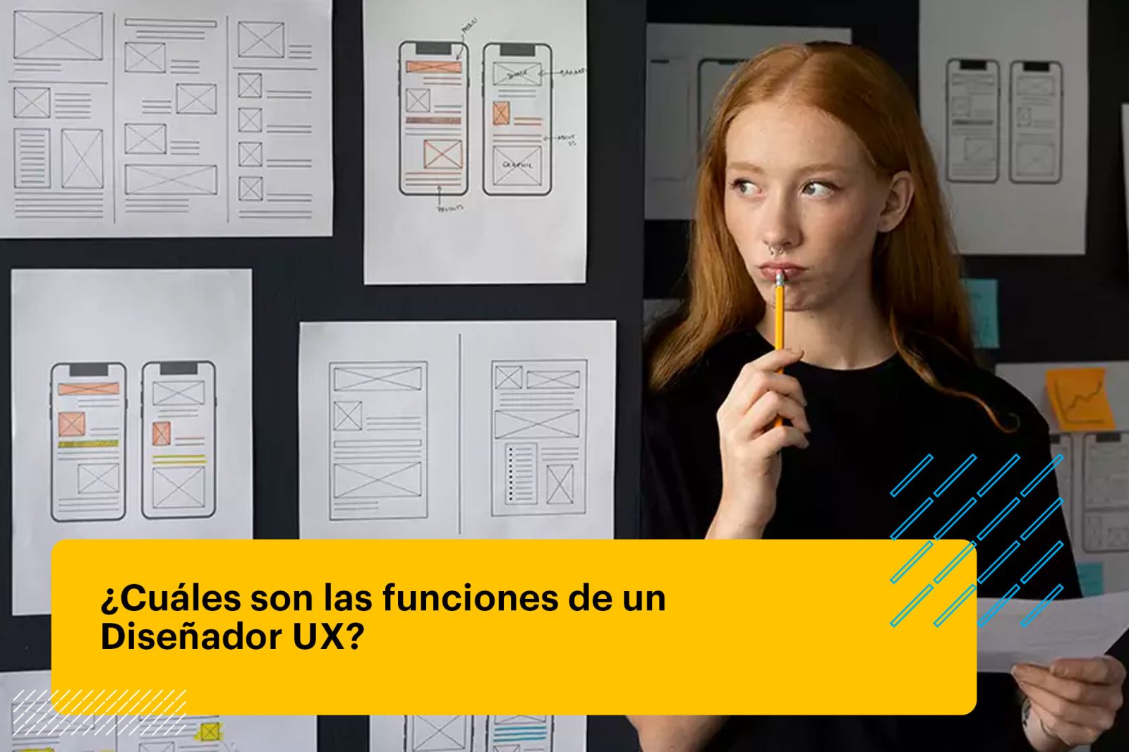 diseñadora UX pensando en un proyecto creativo