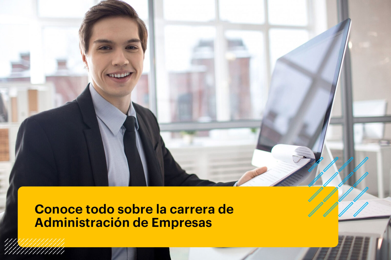 administrador de empresas en su oficina