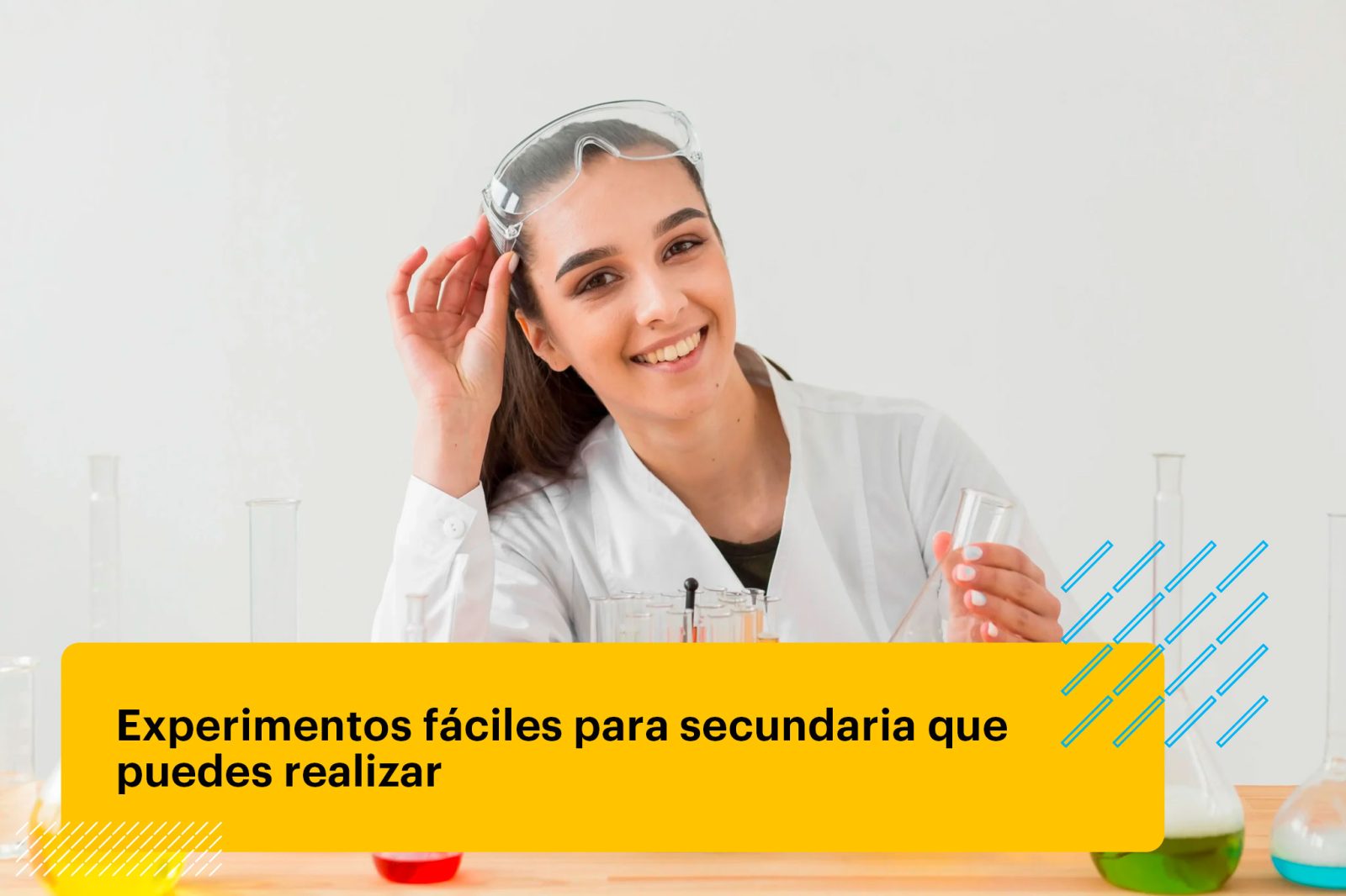 mujer estudiante haciendo un experimento científico