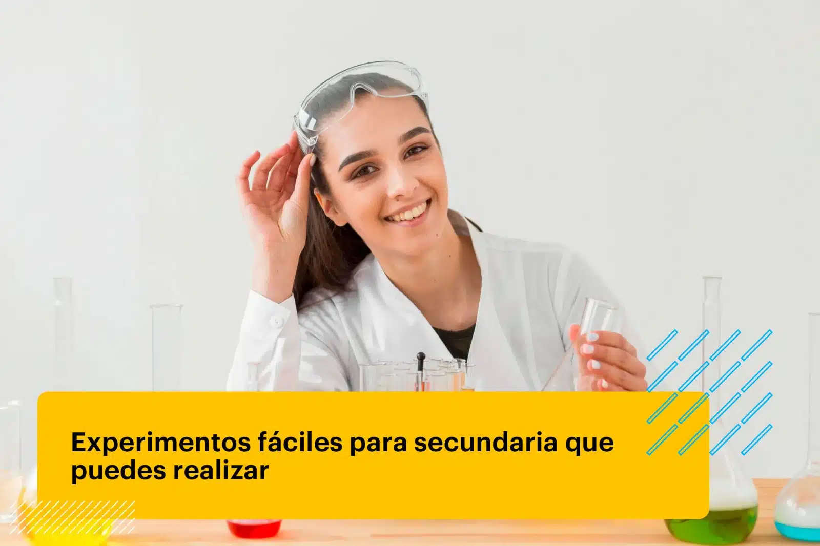 mujer estudiante haciendo un experimento científico