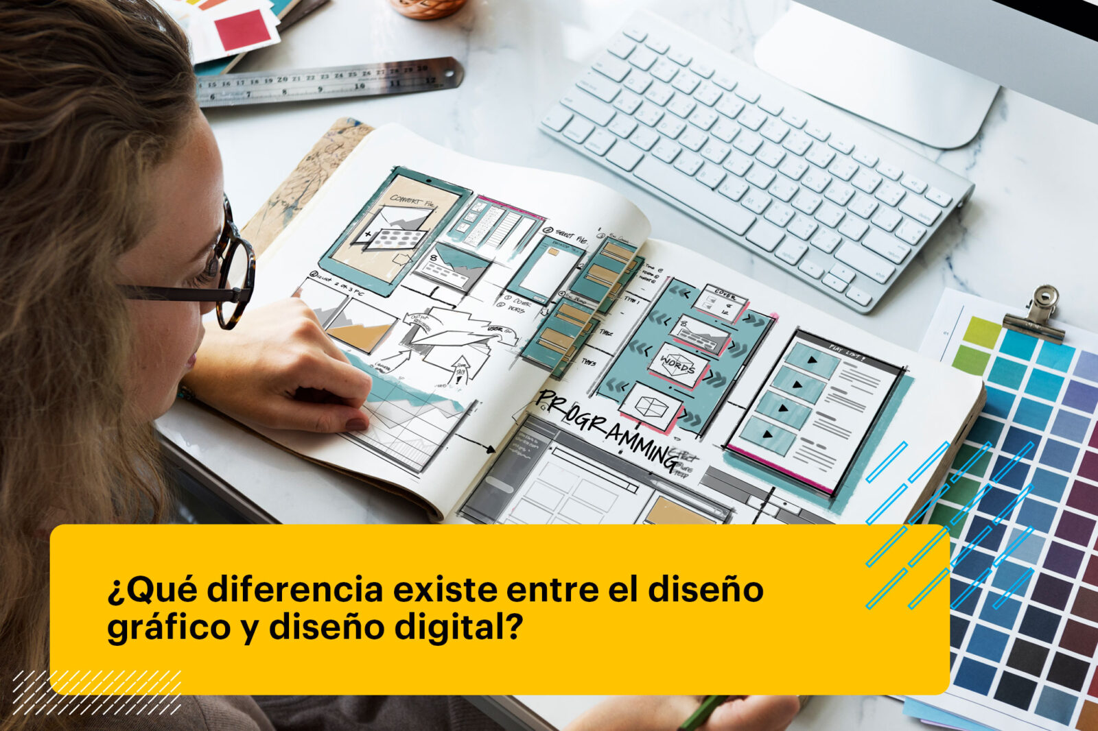 diseñador gráfico haciendo una diagramación