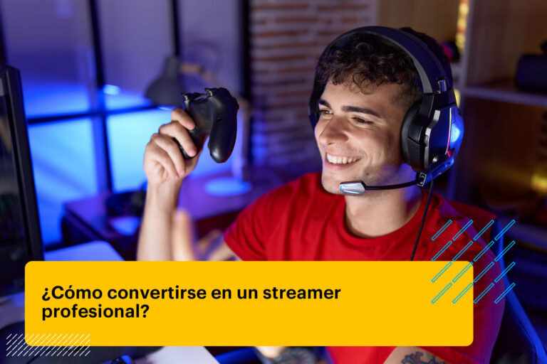 streamer joven hispano usando joystick en la sala de juego