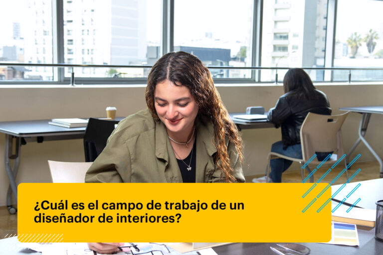 estudiante de diseño de interiores trabajando en un proyecto
