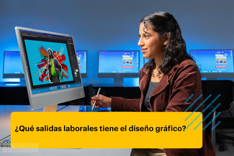 estudiante de diseño gráfico usando Adobe Photoshop