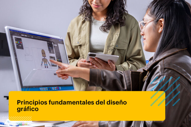 estudiante de diseño gráfico aprendiendo los principios fundamentales de la carrera