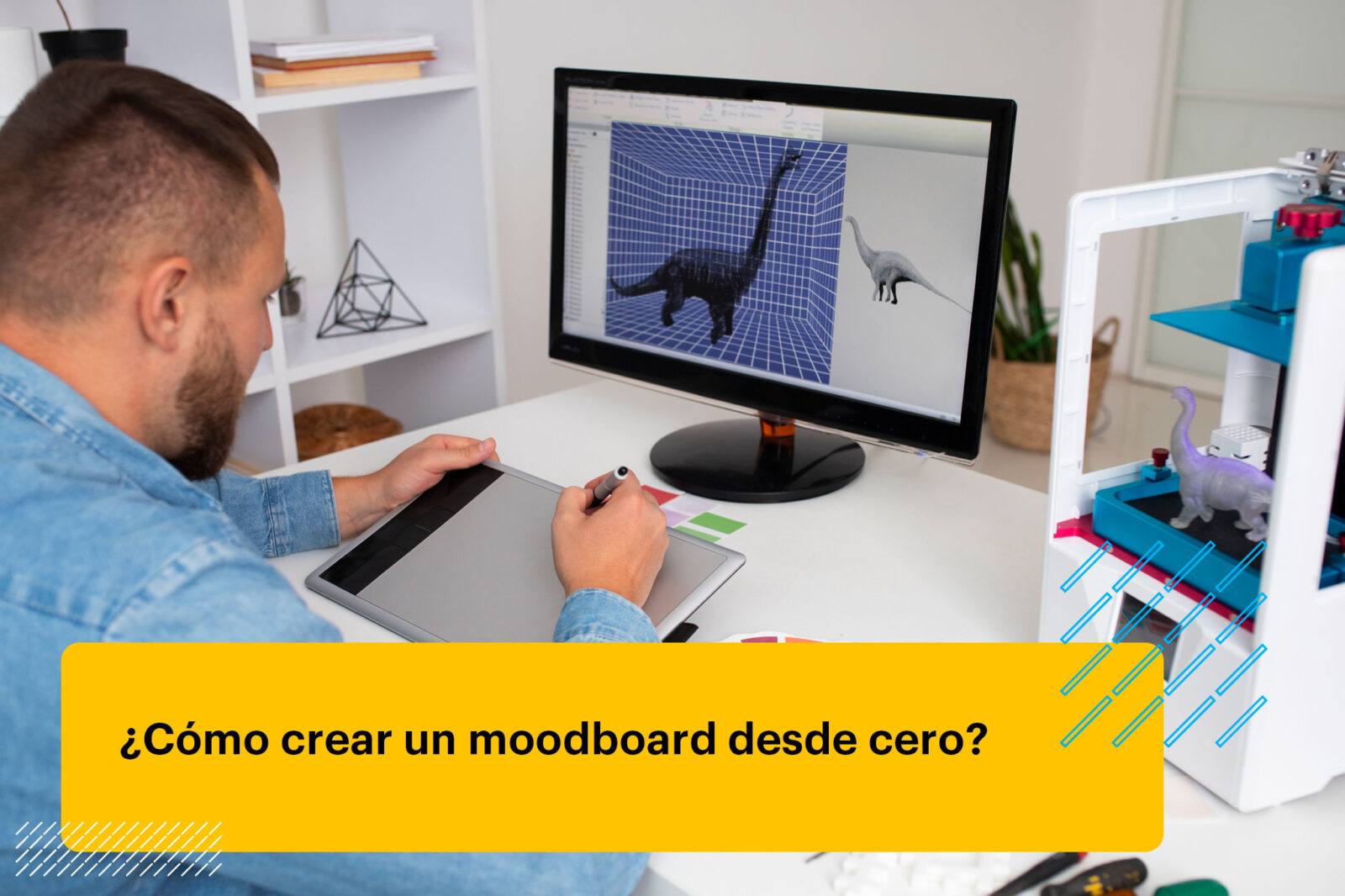 diseñador haciendo una lluvia de ideas en su moodboard