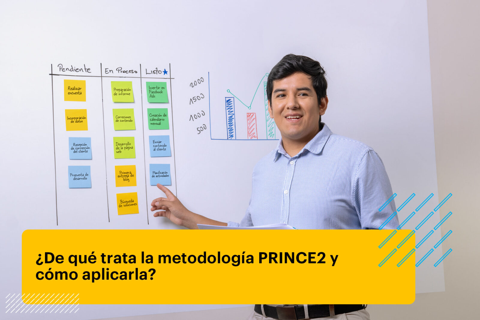 profesional de negocios aplicando la metodología PRINCE2