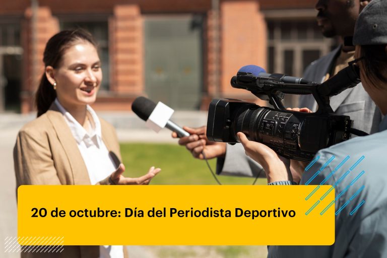 periodista deportiva haciendo una transmisión en vivo