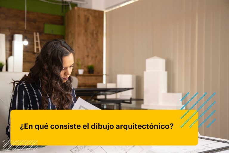 joven arquitecta que controla los bocetos del proyecto inmobiliario