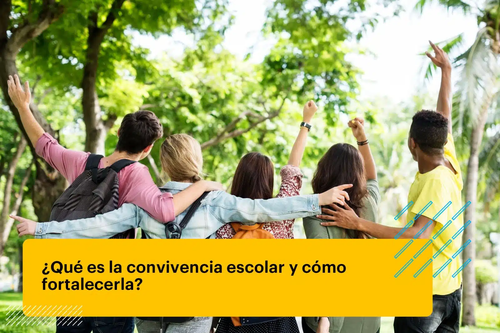 escolares abrazados