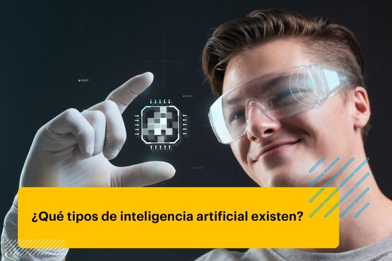 Empresario con tecnología inteligente de microchip de holograma