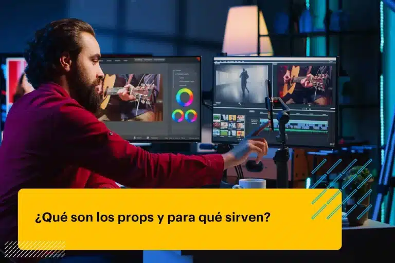 Editor de video haciendo una edición profesional con props