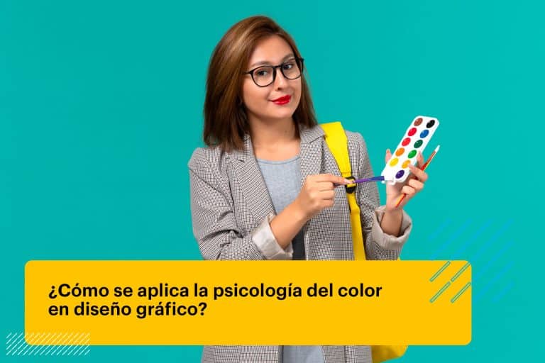 diseñadora gráfica con una paleta de colores