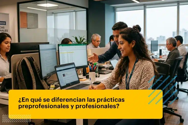 jefe orientando a una practicante en una empresa