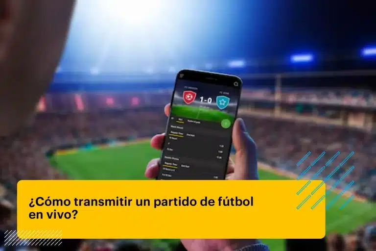 Hombre transmitiendo en vivo un partido de fútbol