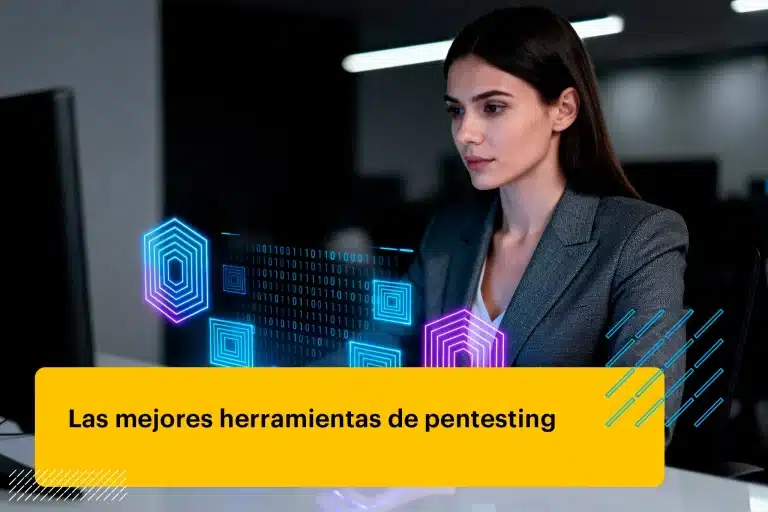Mujer profesional con interfaz de datos digitales futurista