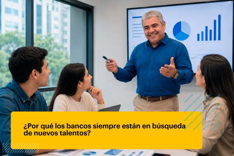 gerente de banca haciendo una reunión con su equipo